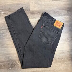 Levis 505 Regular Fit Mens Jeans 38x34 Faded Black Straight Leg Denim Pants